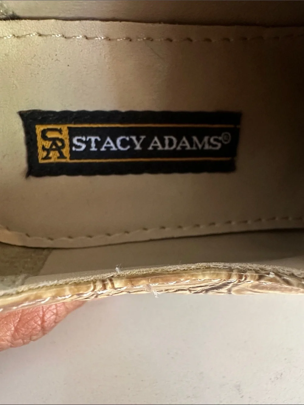 Stacy Adams Tan Croc-Embossed Lace-Up Oxfords